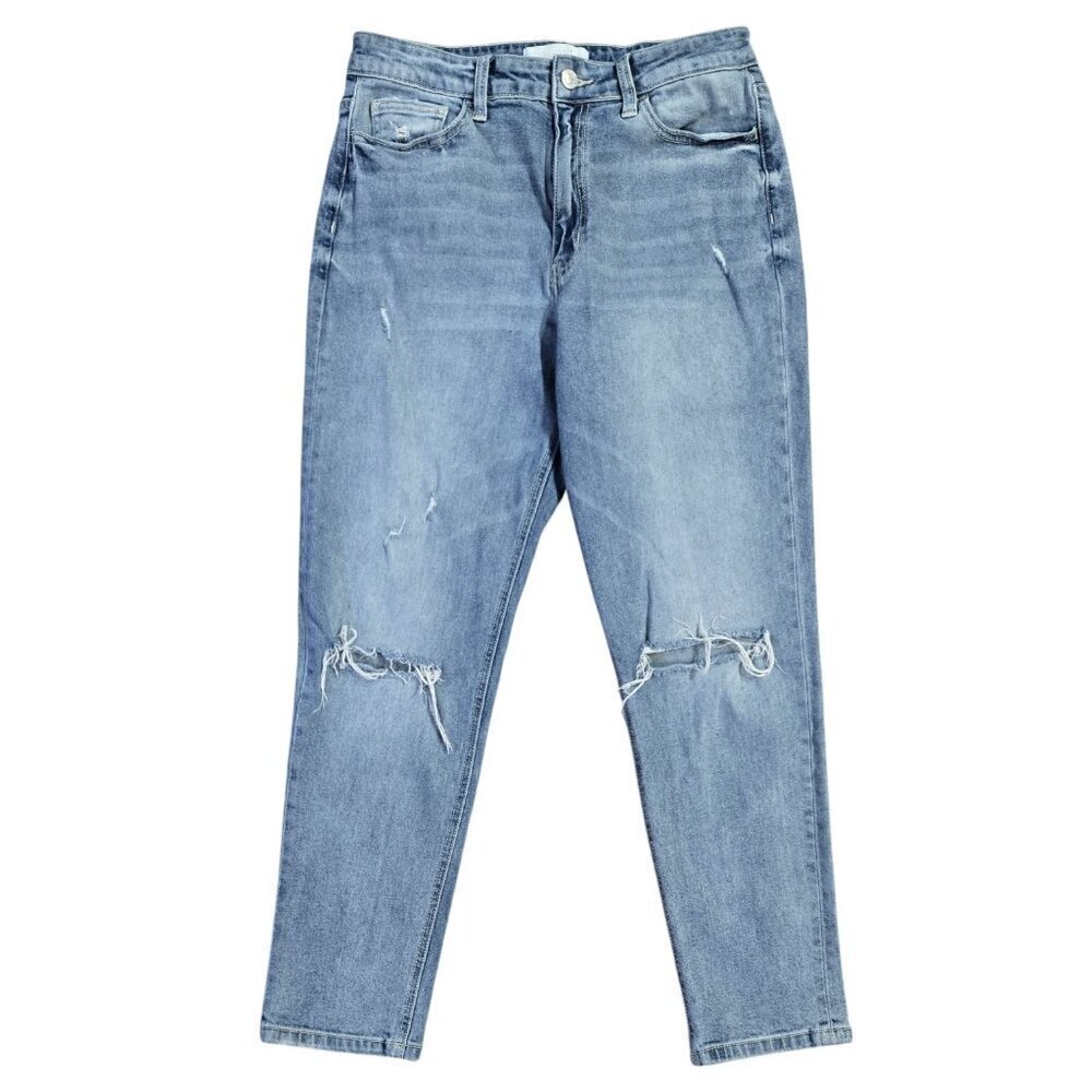 Vervet Blue Light Wash Distressed Cropped Mom Jean VT973